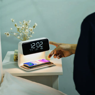 3-in-1 Wireless Charger Alarm Clock & Desk Lamp | Touch Control Dimmable Lighting