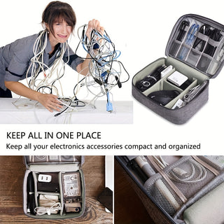 Waterproof Electronics Organizer Travel Cable Storage Bag | Portable Digital Accessories