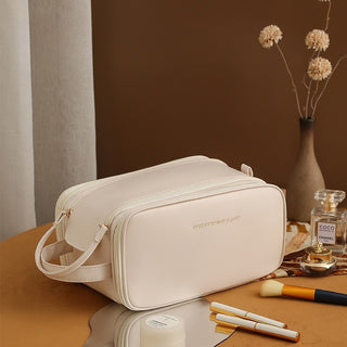 Three-Layer Double Zipper U-Shaped Design Cosmetic Bag High Capacity