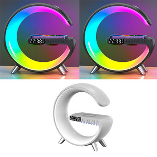 Smart G-Shaped LED Lamp with Bluetooth Speaker | Wireless Charger & App Control